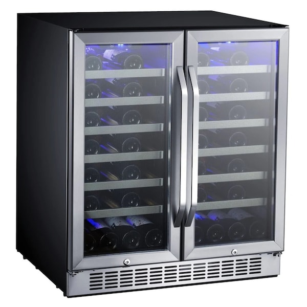 Edgestar BuiltIn 30 Inch Wide 56 Bottle Capacity French Door Wine Cooler with Door Locks CWR5631FD - main